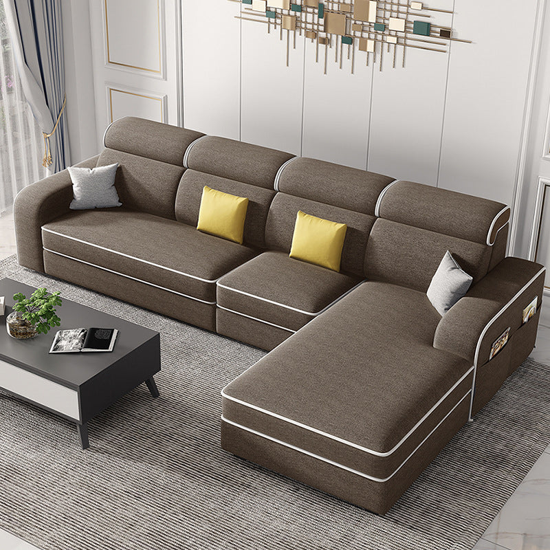 Scandinavian L-Shape Sectional with Square Arm and Storage for Four People