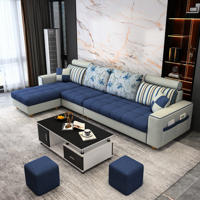 Scandinavian 4-seater Sectional with Storage and Square Arms