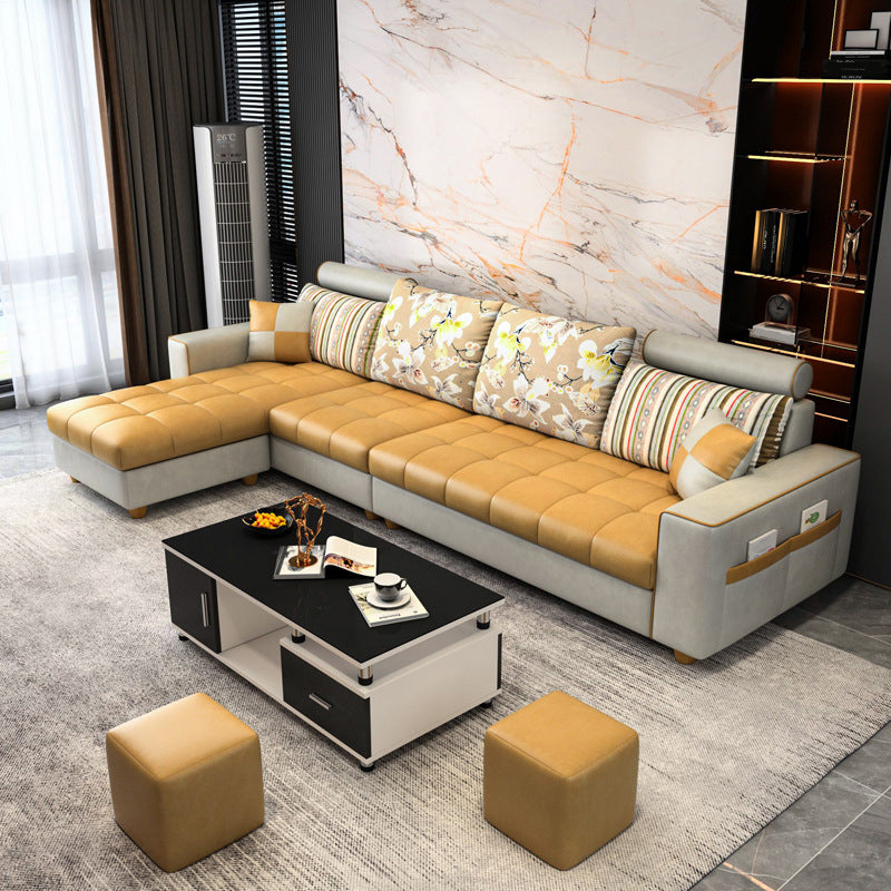 Scandinavian 4-seater Sectional with Storage and Square Arms