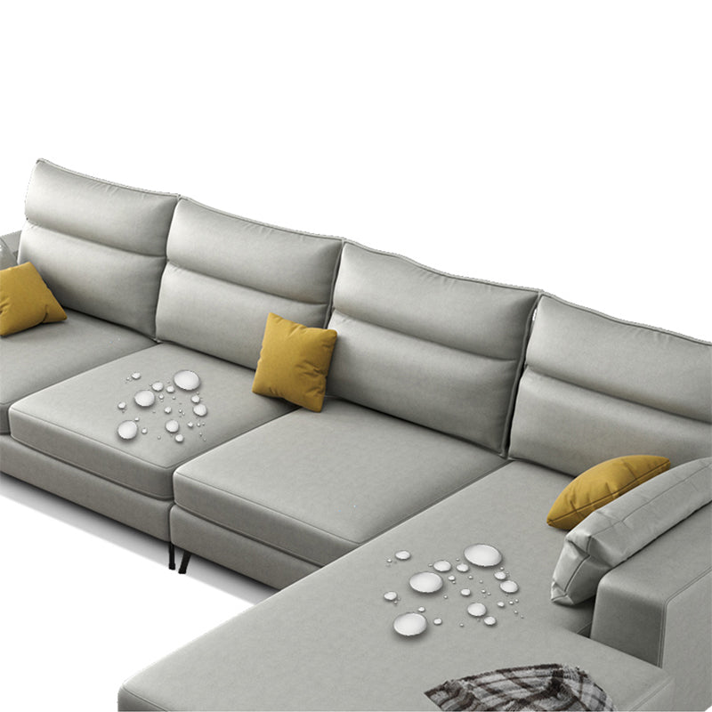 Faux Leather L-Shape Sectional with Pillow Back for Four People