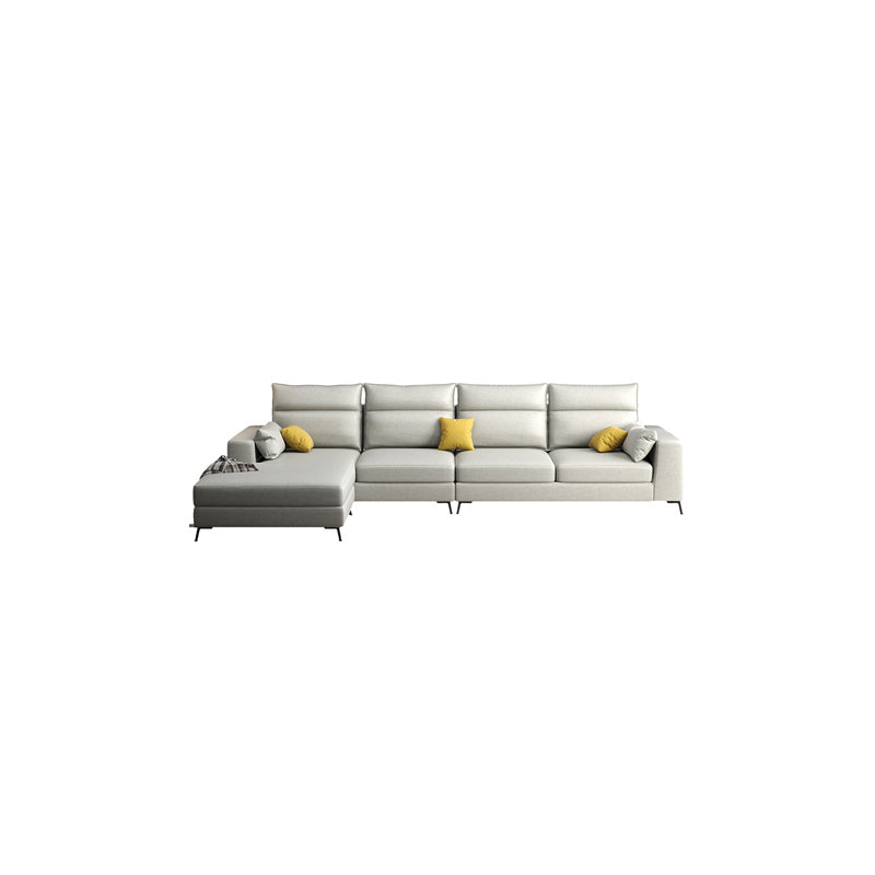 Faux Leather L-Shape Sectional with Pillow Back for Four People