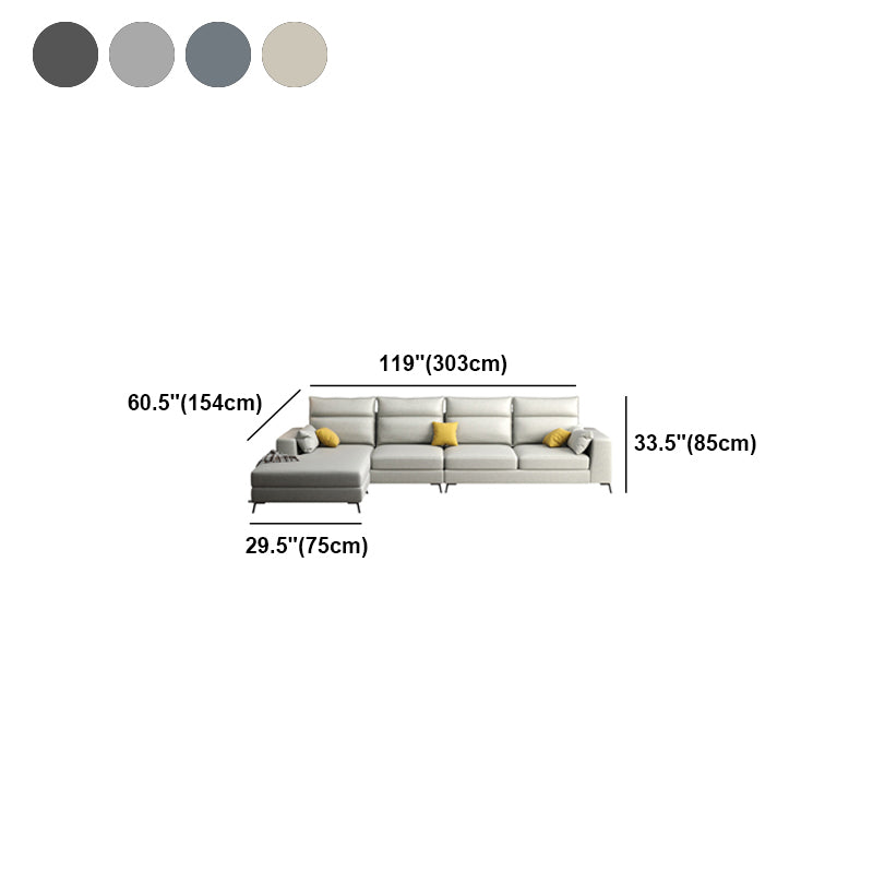 Faux Leather L-Shape Sectional with Pillow Back for Four People