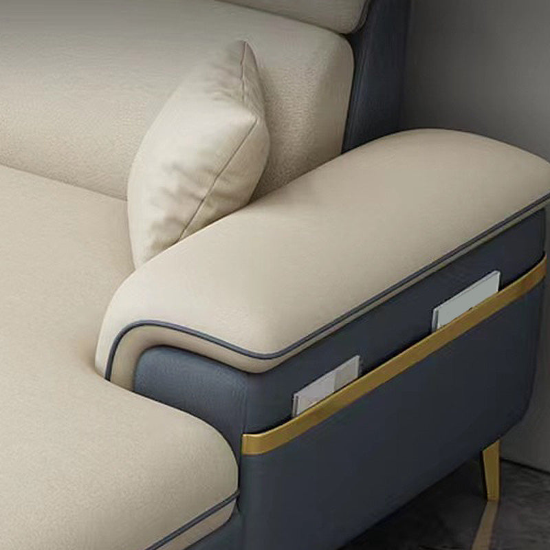 Latex Upholstery Sectional Filled Built-in Armrest with Pillow Back Sofa