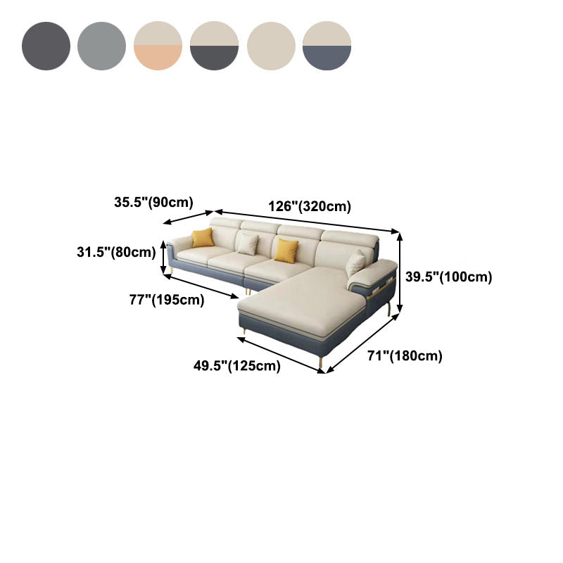 Latex Upholstery Sectional Filled Built-in Armrest with Pillow Back Sofa