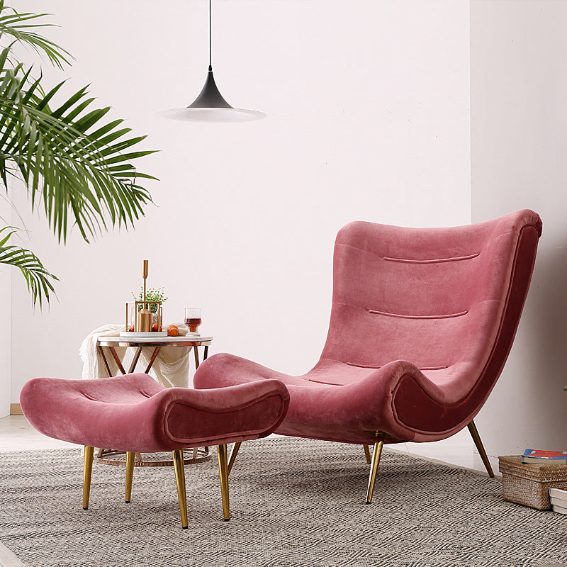 40.5"L x 37"W x 31.5"H Upholstered Accent Chair Armless Lounge Chair with Ottoman