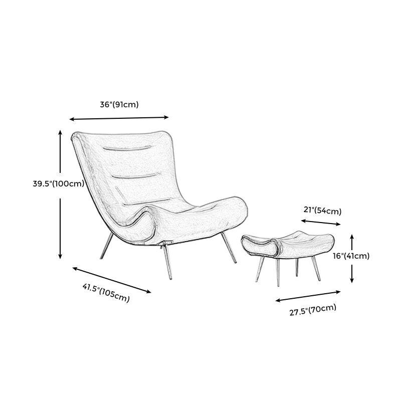 40.5"L x 37"W x 31.5"H Upholstered Accent Chair Armless Lounge Chair with Ottoman