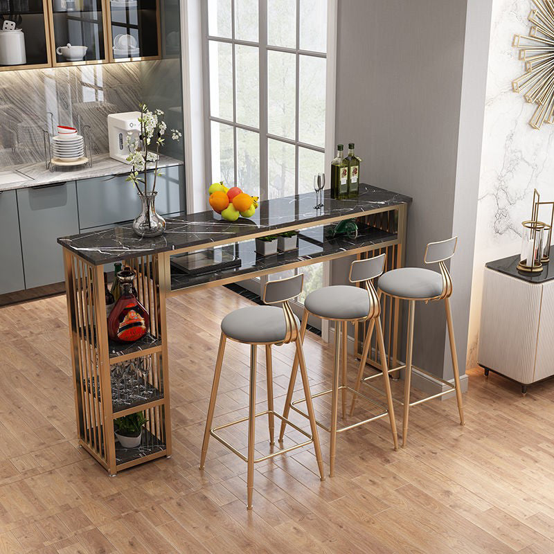 Contemporary Bistro Bar Desk Storage Indoor Double Pedestal Bistro Bar Table