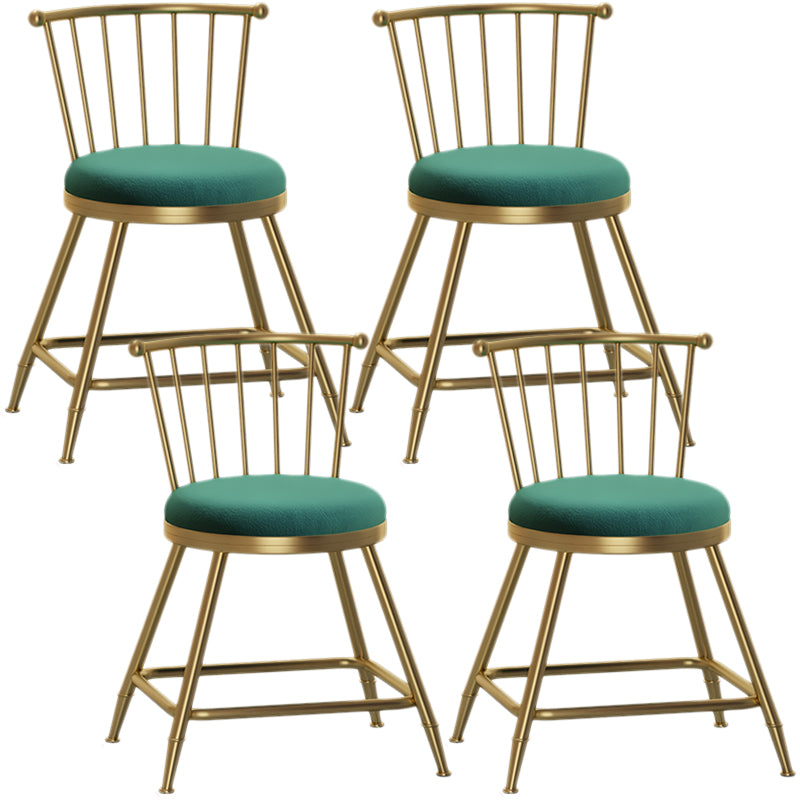 Nordic Armless Backrest Counter Stool Iron Dessert Shop Bar Stool with Pedal and Cushion