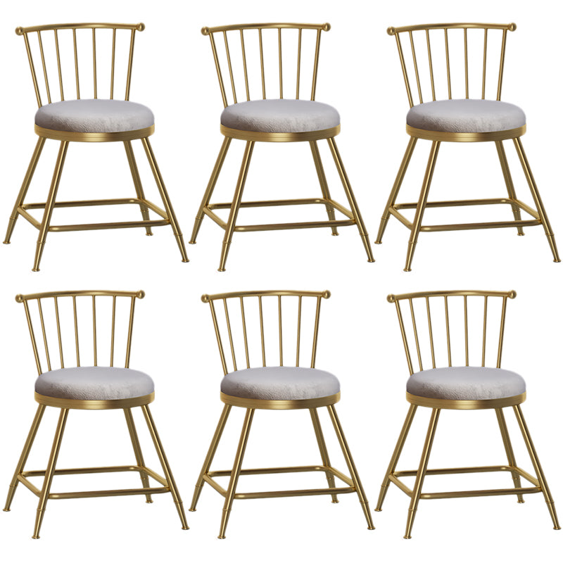 Nordic Armless Backrest Counter Stool Iron Dessert Shop Bar Stool with Pedal and Cushion