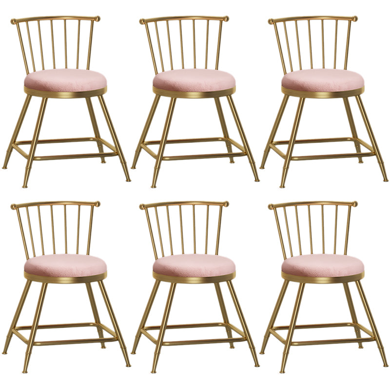 Nordic Armless Backrest Counter Stool Iron Dessert Shop Bar Stool with Pedal and Cushion