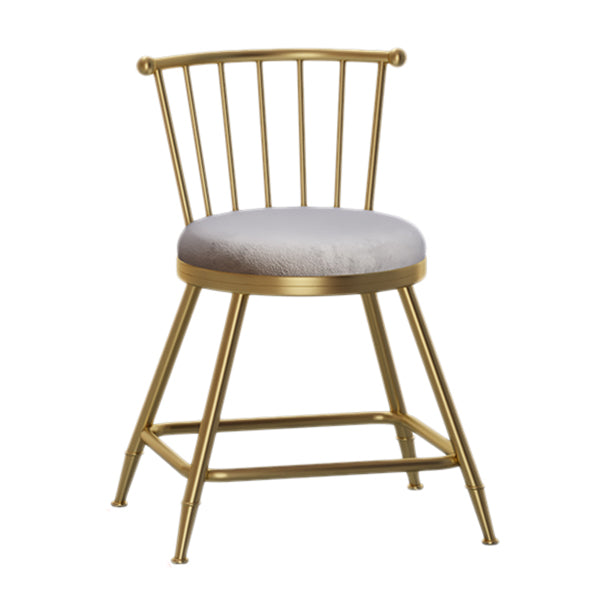 Nordic Armless Backrest Counter Stool Iron Dessert Shop Bar Stool with Pedal and Cushion