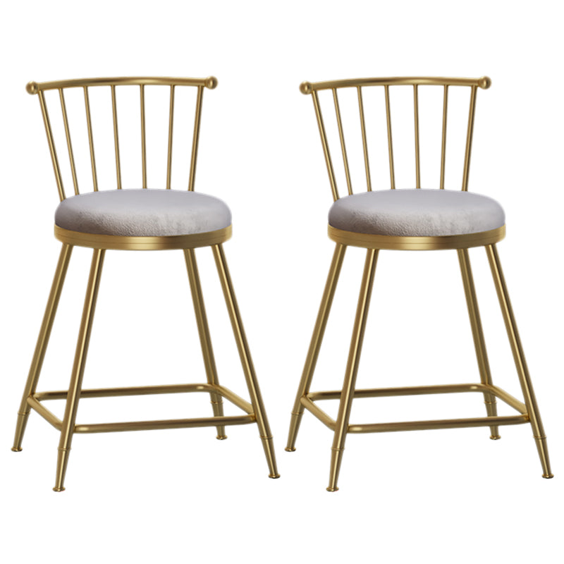 Nordic Armless Backrest Counter Stool Iron Dessert Shop Bar Stool with Pedal and Cushion