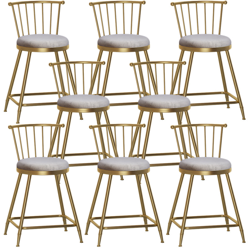 Nordic Armless Backrest Counter Stool Iron Dessert Shop Bar Stool with Pedal and Cushion