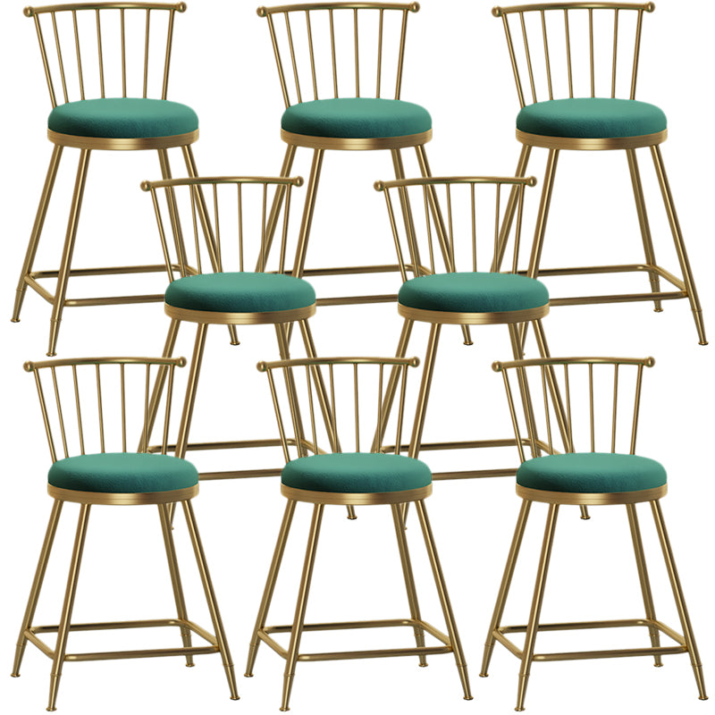 Nordic Armless Backrest Counter Stool Iron Dessert Shop Bar Stool with Pedal and Cushion