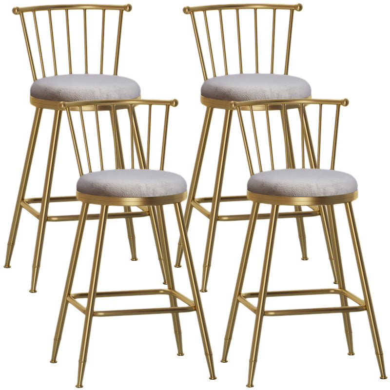 Nordic Armless Backrest Counter Stool Iron Dessert Shop Bar Stool with Pedal and Cushion