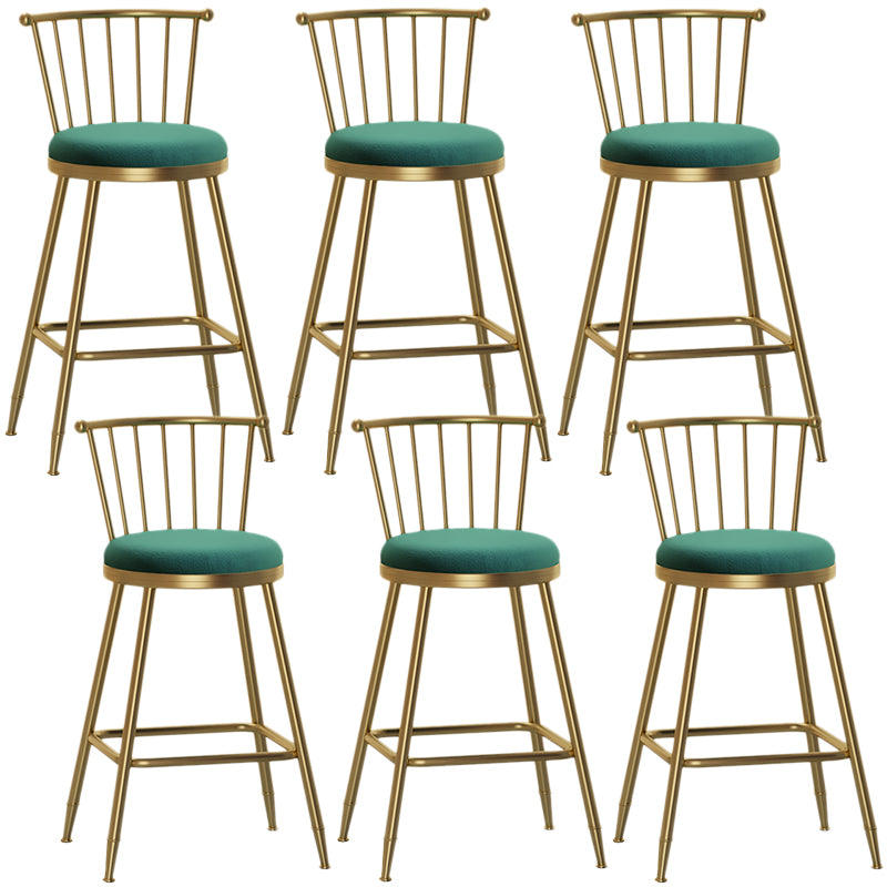 Nordic Armless Backrest Counter Stool Iron Dessert Shop Bar Stool with Pedal and Cushion