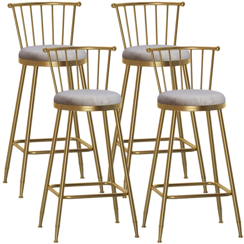 Nordic Armless Backrest Counter Stool Iron Dessert Shop Bar Stool with Pedal and Cushion