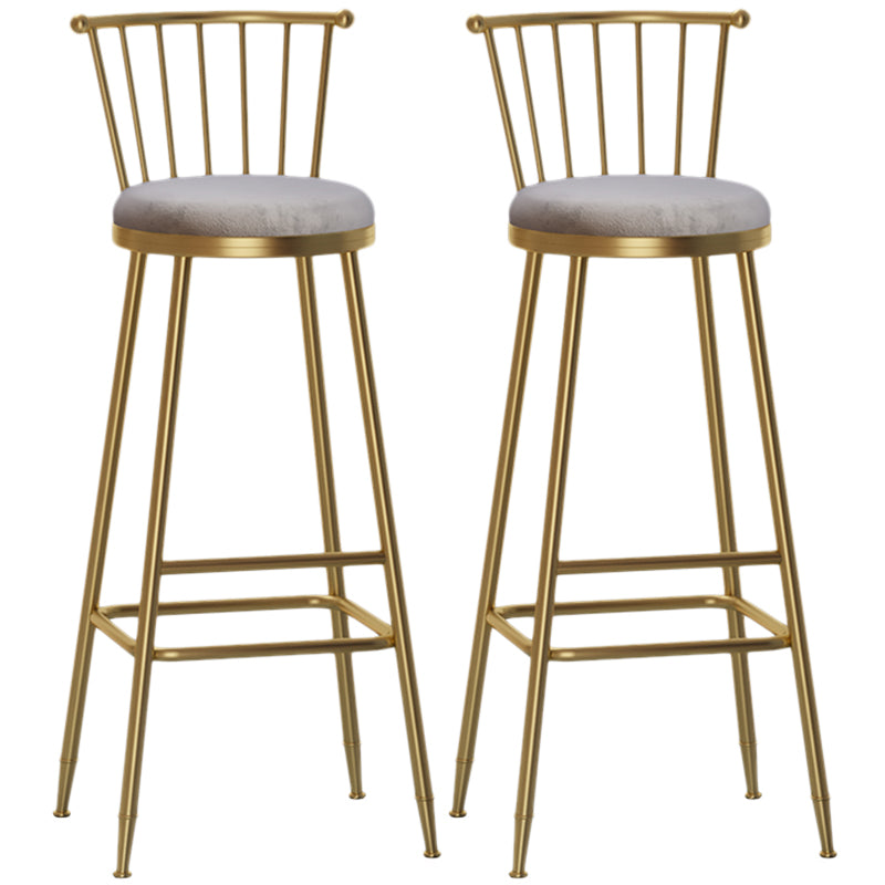 Nordic Armless Backrest Counter Stool Iron Dessert Shop Bar Stool with Pedal and Cushion