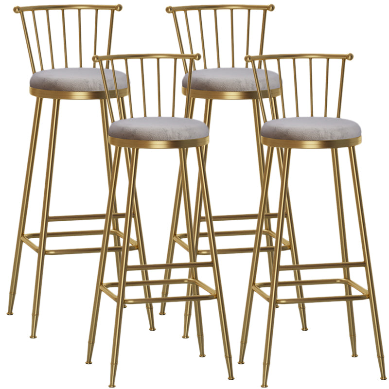 Nordic Armless Backrest Counter Stool Iron Dessert Shop Bar Stool with Pedal and Cushion