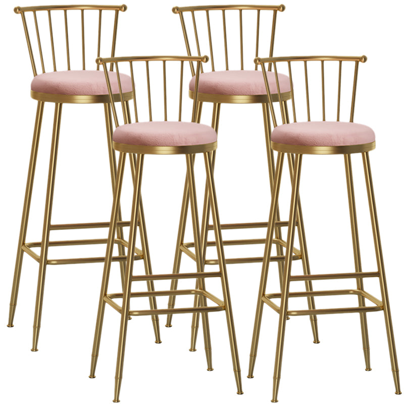 Nordic Armless Backrest Counter Stool Iron Dessert Shop Bar Stool with Pedal and Cushion