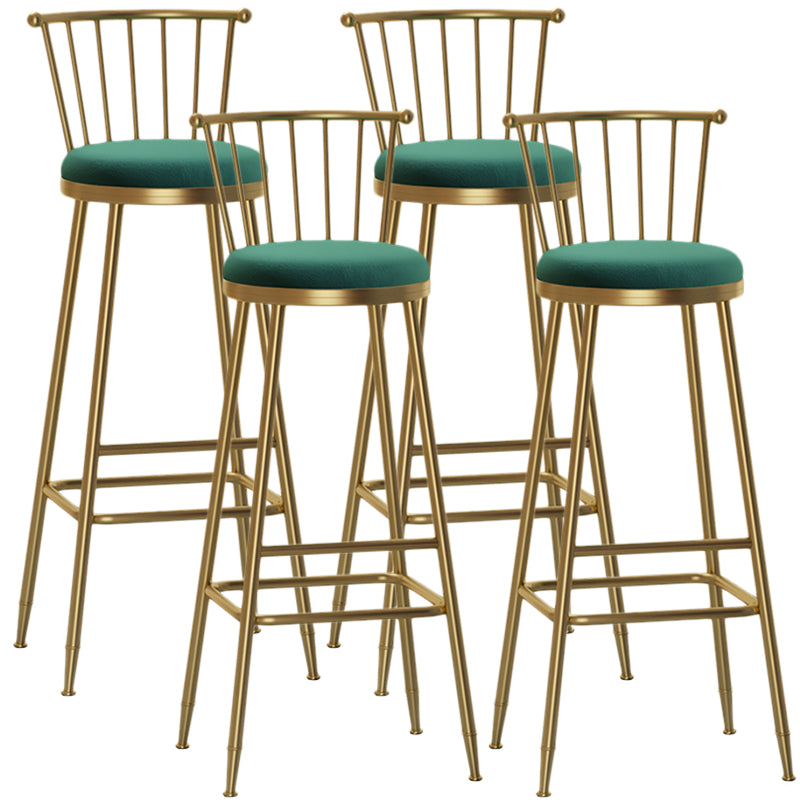 Nordic Armless Backrest Counter Stool Iron Dessert Shop Bar Stool with Pedal and Cushion