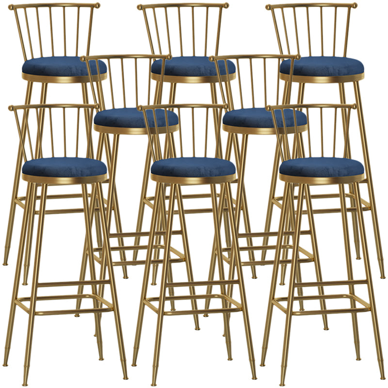 Nordic Armless Backrest Counter Stool Iron Dessert Shop Bar Stool with Pedal and Cushion