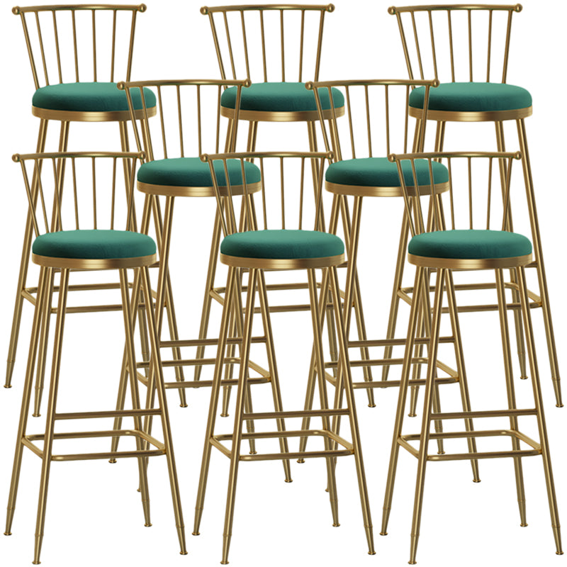 Nordic Armless Backrest Counter Stool Iron Dessert Shop Bar Stool with Pedal and Cushion