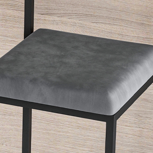 Modern Armless Backrest Counter Stool Iron Cafe Bar Stool with Velvet Cushion and Pedal