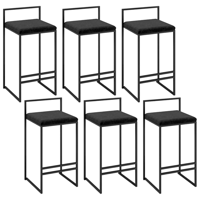 Modern Armless Backrest Counter Stool Iron Cafe Bar Stool with Velvet Cushion and Pedal