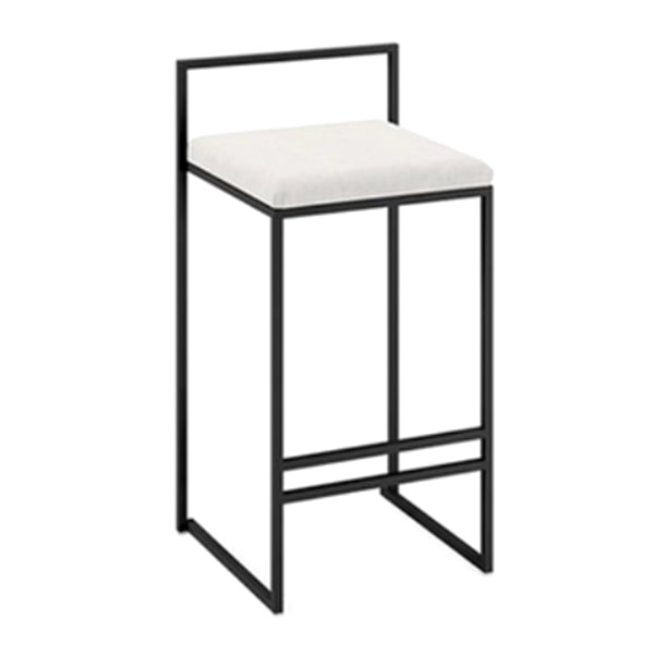 Modern Armless Backrest Counter Stool Iron Cafe Bar Stool with Velvet Cushion and Pedal