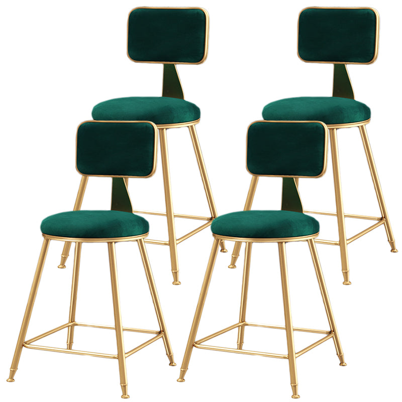 Nordic Backrest Armless Counter Stool Iron Dessert Shop Bar Stool with Cushion and Pedal