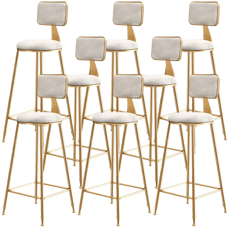 Nordic Backrest Armless Counter Stool Iron Dessert Shop Bar Stool with Cushion and Pedal