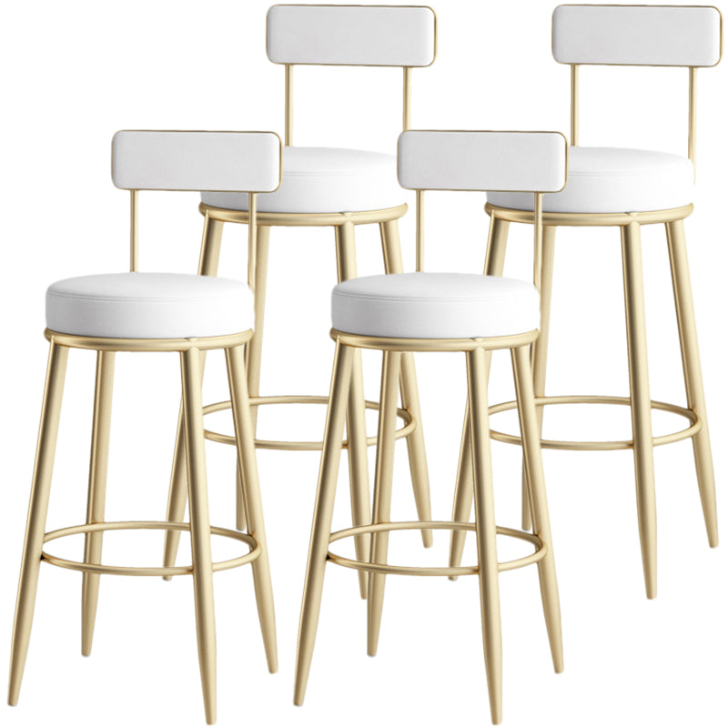 Nordic Style Backrest Counter Stool Iron Cafe Bar Stool with Leather Cushion and Pedal