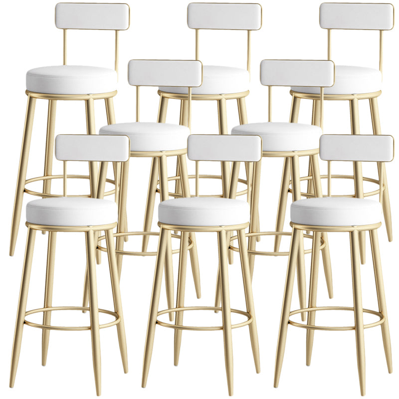 Nordic Style Backrest Counter Stool Iron Cafe Bar Stool with Leather Cushion and Pedal