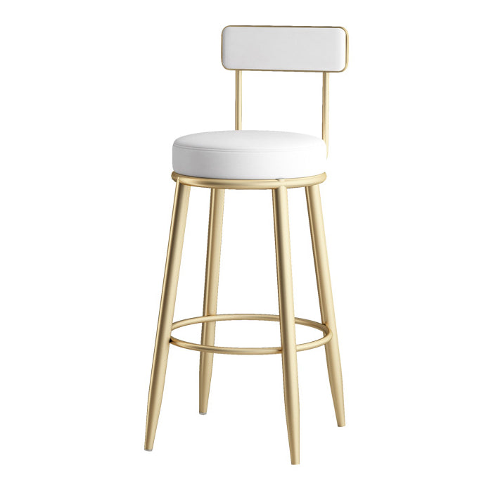 Nordic Style Backrest Counter Stool Iron Cafe Bar Stool with Leather Cushion and Pedal