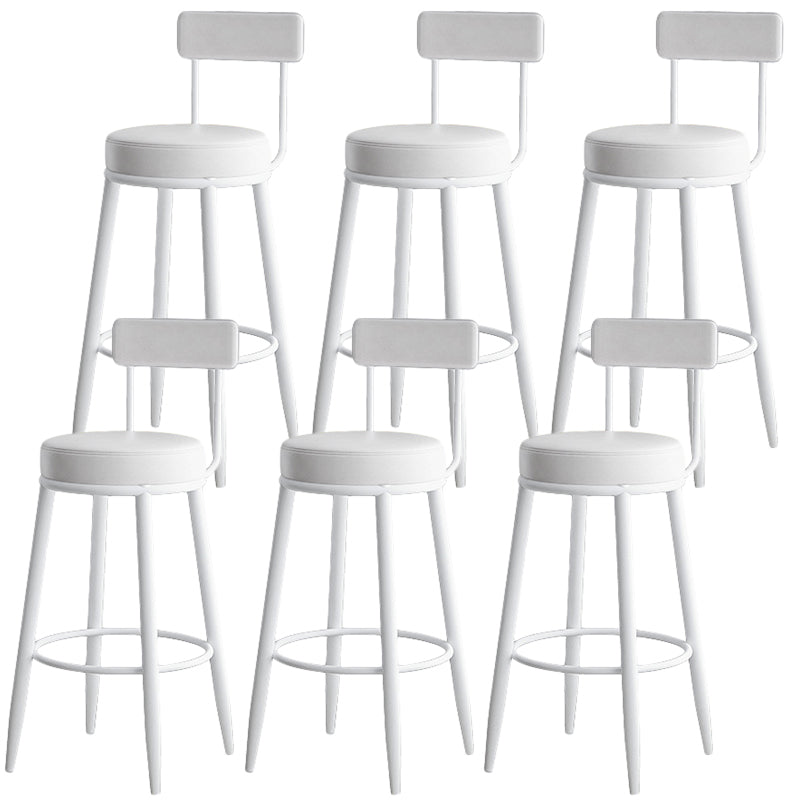 Nordic Style Backrest Counter Stool Iron Cafe Bar Stool with Leather Cushion and Pedal