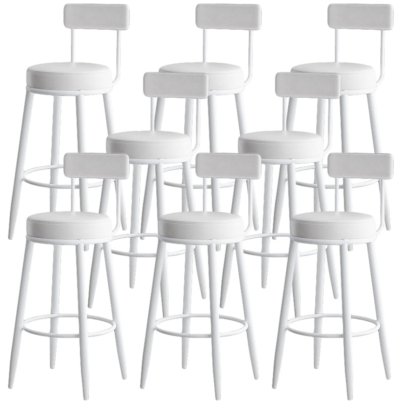 Nordic Style Backrest Counter Stool Iron Cafe Bar Stool with Leather Cushion and Pedal