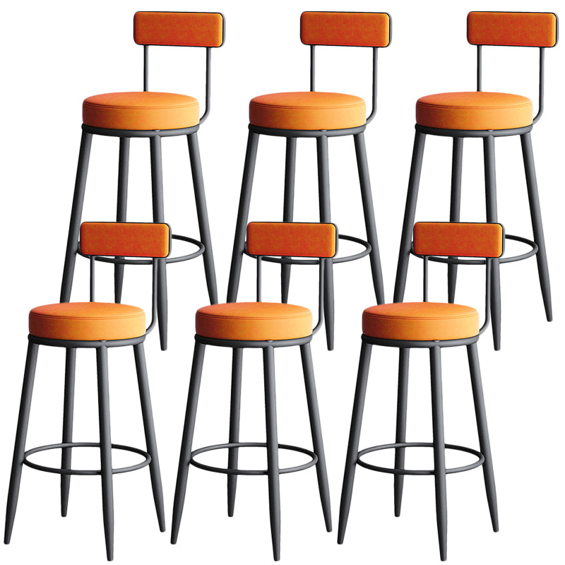 Nordic Style Backrest Counter Stool Iron Cafe Bar Stool with Leather Cushion and Pedal