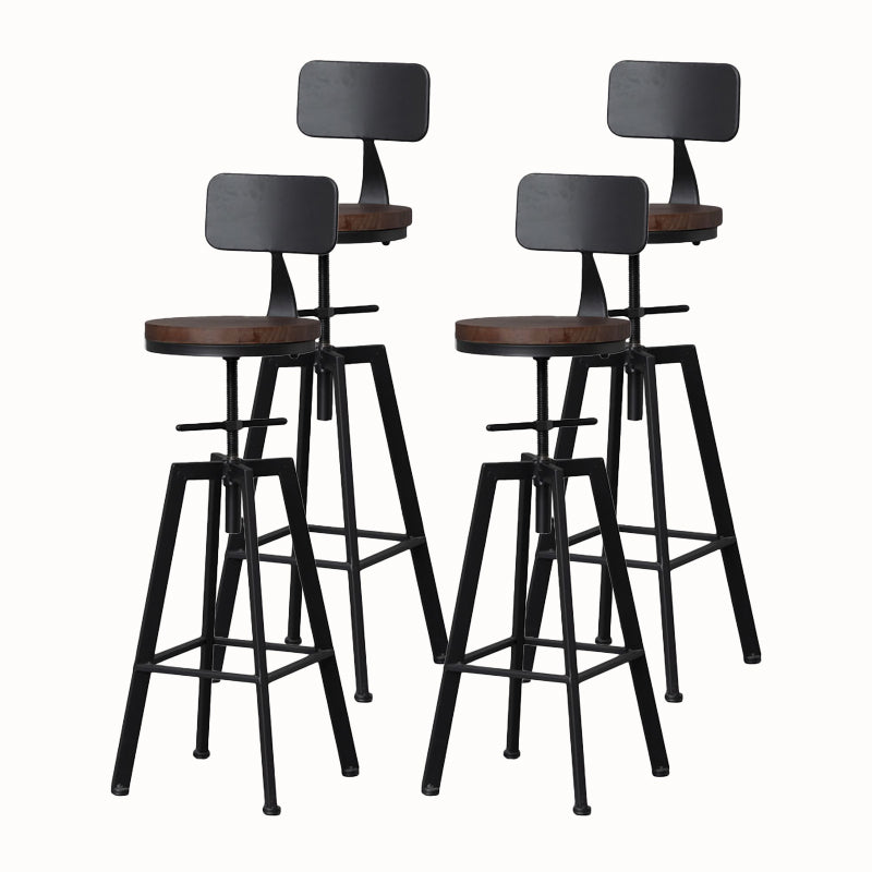 Metal Industrial Counter Stool Backrest Adjustable Bar Stool with Swivel