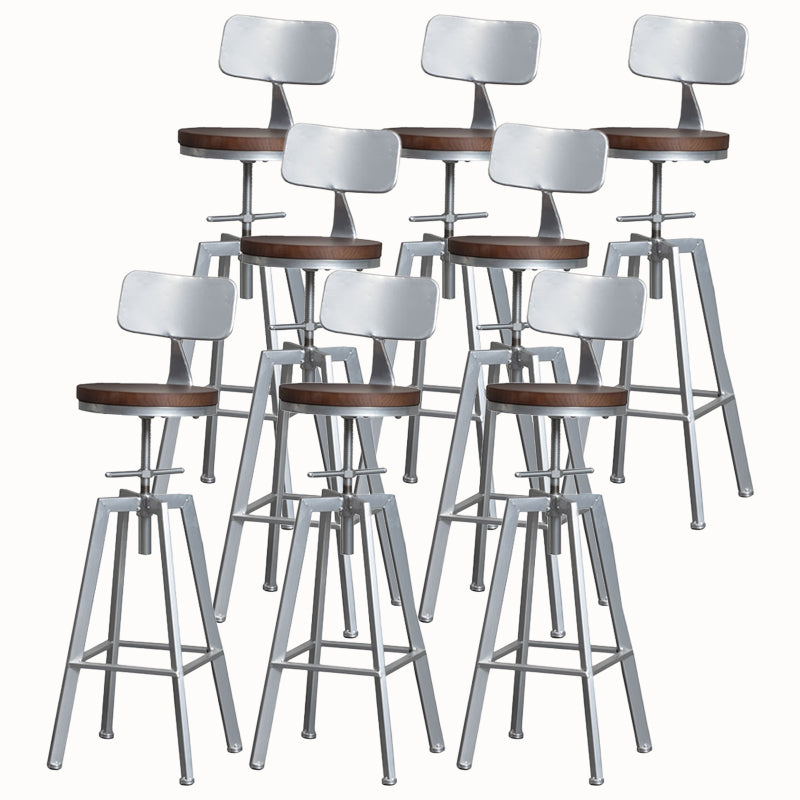 Metal Industrial Counter Stool Backrest Adjustable Bar Stool with Swivel