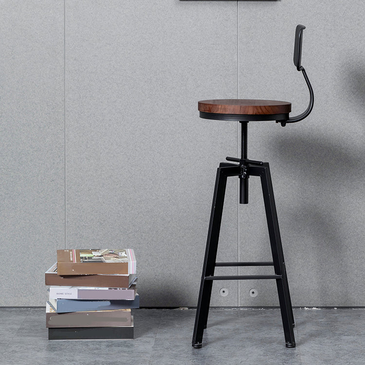 Metal Industrial Counter Stool Backrest Adjustable Bar Stool with Swivel