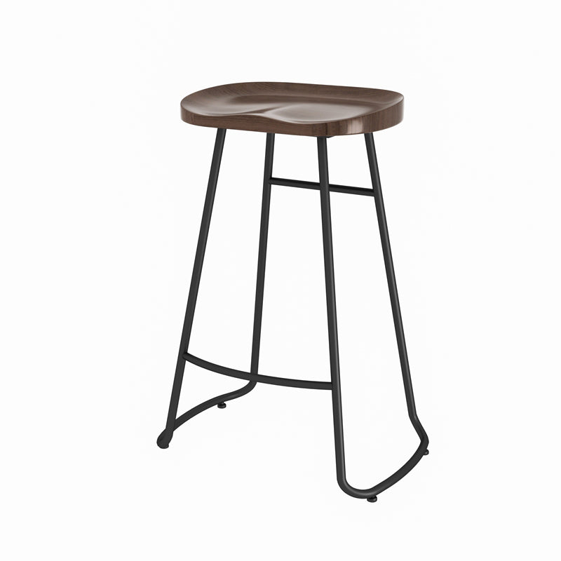 Modern Contoured Seat Counter Stool Solid Wood Backless Counter-height Stool