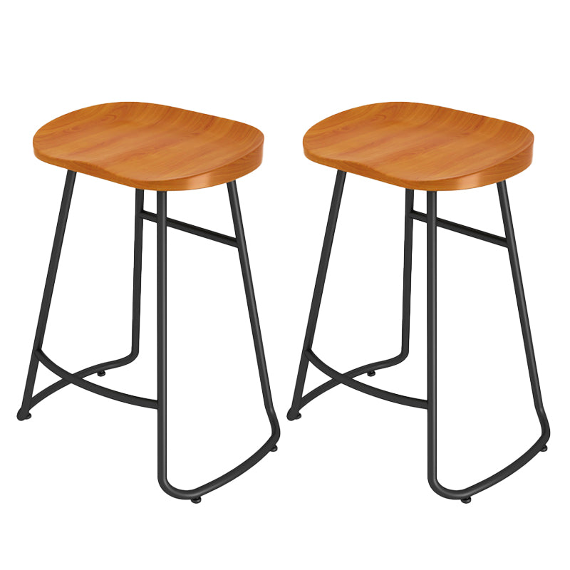 Modern Contoured Seat Counter Stool Solid Wood Backless Counter-height Stool