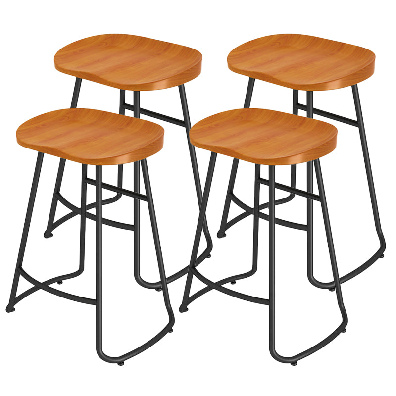 Modern Contoured Seat Counter Stool Solid Wood Backless Counter-height Stool