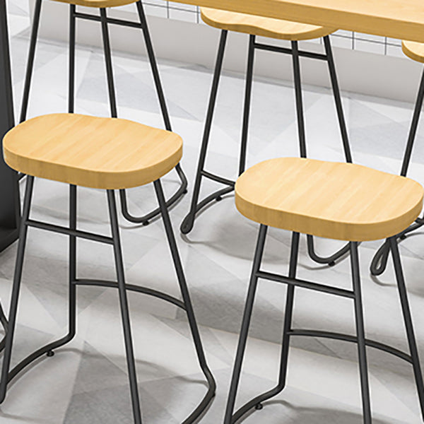 Modern Contoured Seat Counter Stool Solid Wood Backless Counter-height Stool