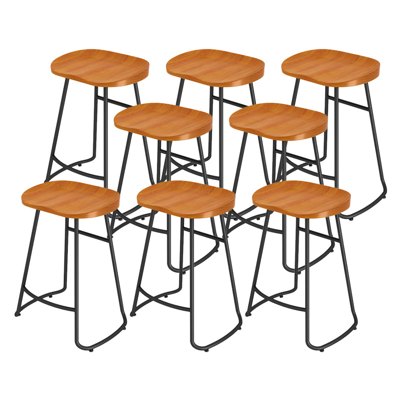 Modern Contoured Seat Counter Stool Solid Wood Backless Counter-height Stool