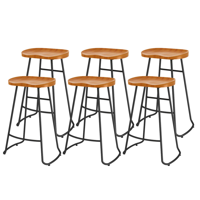 Modern Contoured Seat Counter Stool Solid Wood Backless Counter-height Stool