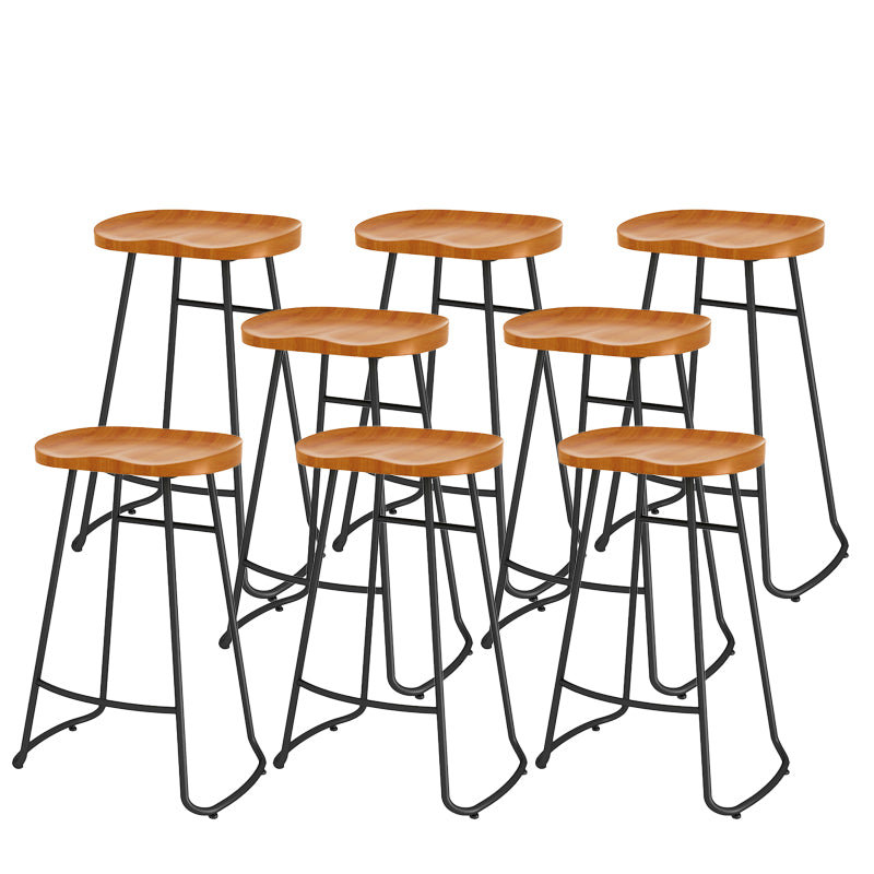 Modern Contoured Seat Counter Stool Solid Wood Backless Counter-height Stool