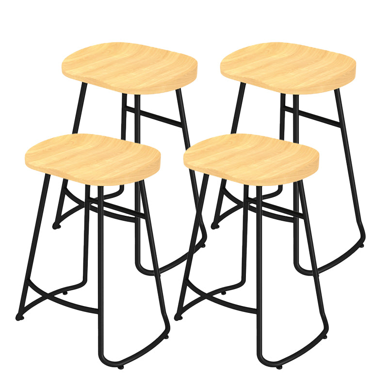 Modern Contoured Seat Counter Stool Solid Wood Backless Counter-height Stool