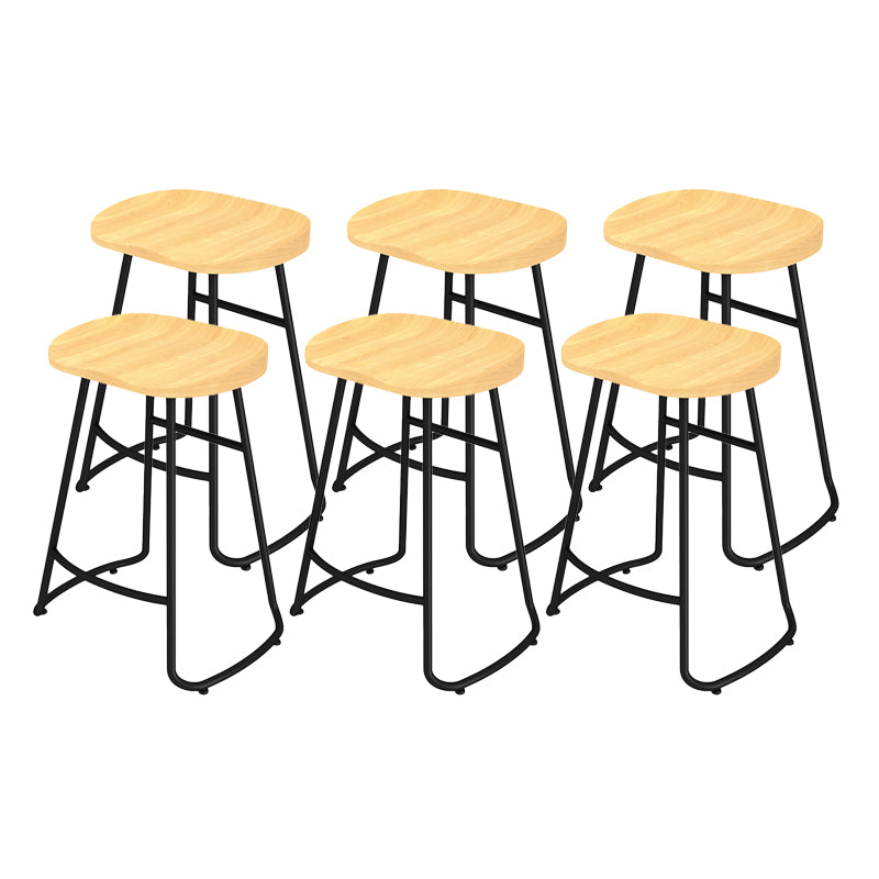 Modern Contoured Seat Counter Stool Solid Wood Backless Counter-height Stool